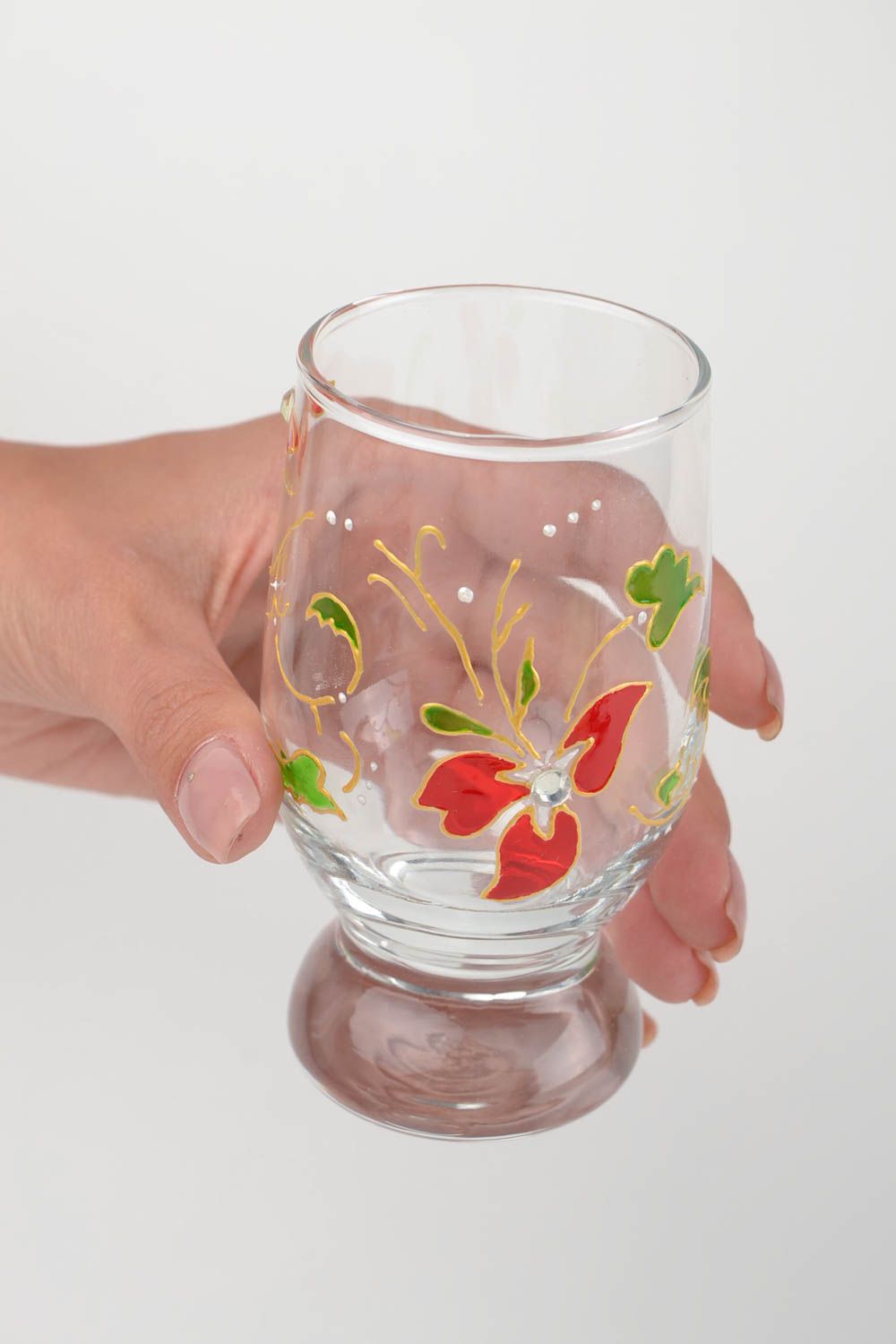 Deux verres fait main Vaisselle design Art de table 22,5 cl en verre peints photo 2