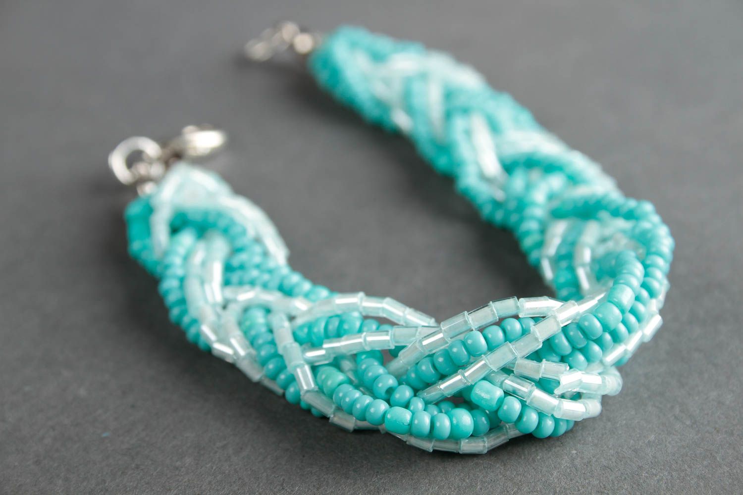 Turquoise color multi-layer beaded bracelet for women photo 4