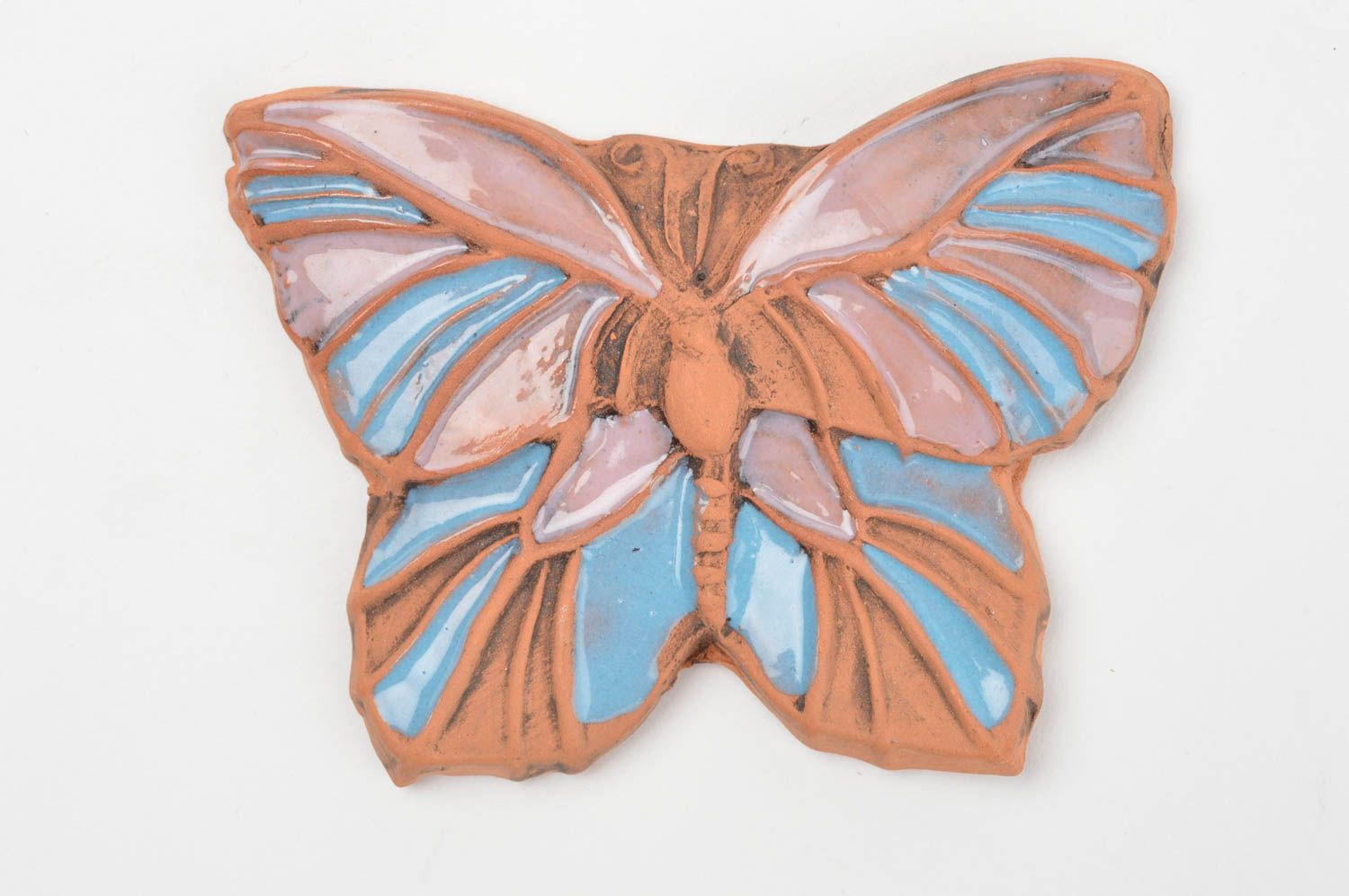 Красивый керамический магнит на холодильник из глины в форме бабочки хэнд мэйд фото 2