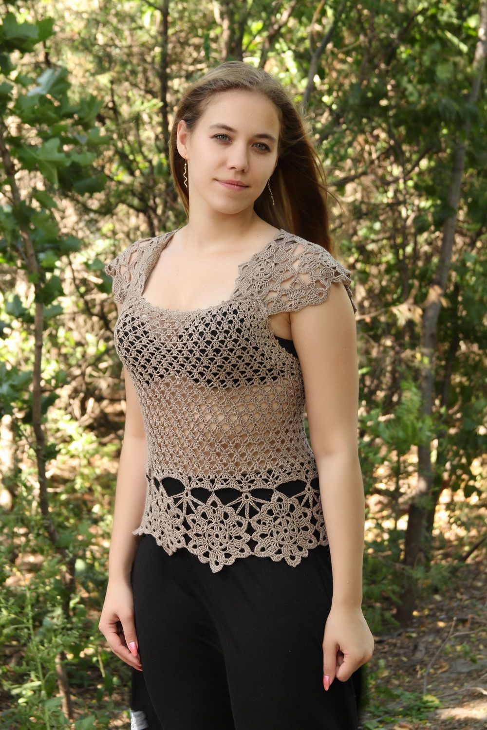 Brown knitted top photo 1