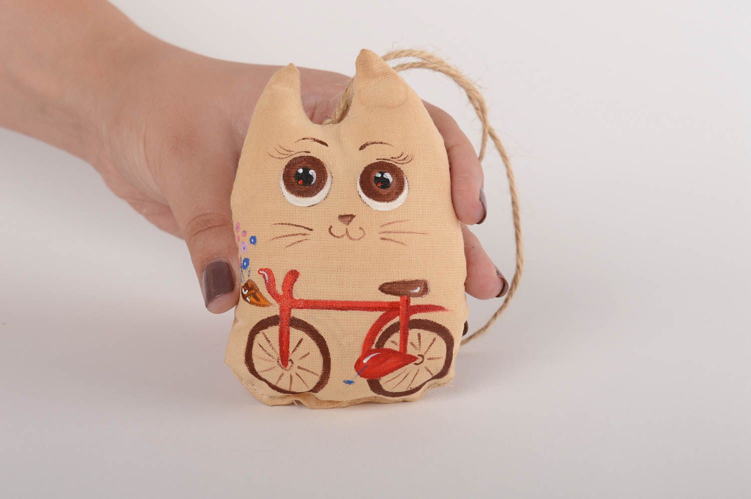 Handmade Deko Anhänger Kuscheltier Katze Stoff Spielzeug Geschenk für Kinder foto 5