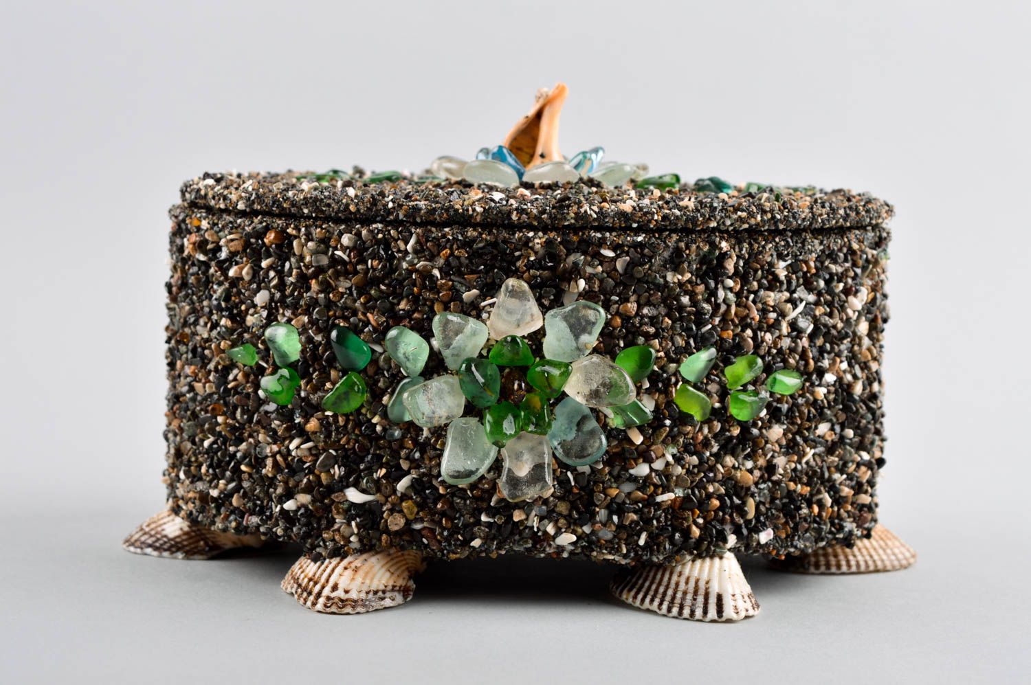 Handmade oval jewelry box unusual decorative table box beautiful marine present photo 2
