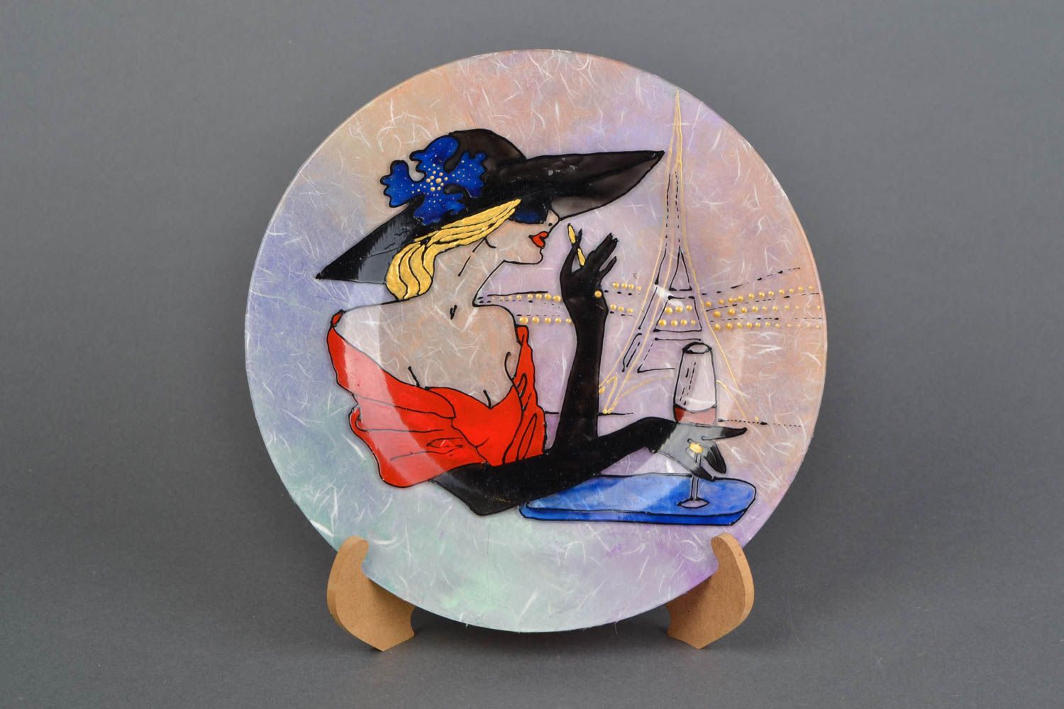 Unusual decorative plate Lady in Paris photo 1