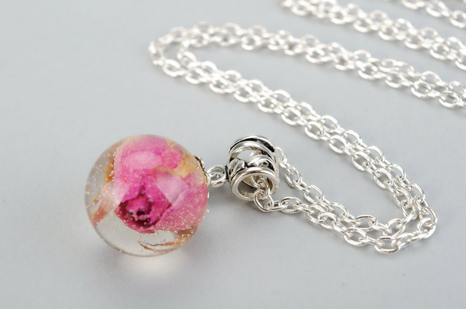 Pendant with natural flowers Rose in a ball photo 2