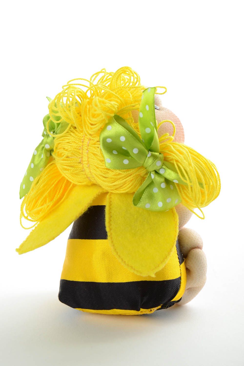 Textile toy made of nylon in the form of bee handmade bright beautiful decor photo 4