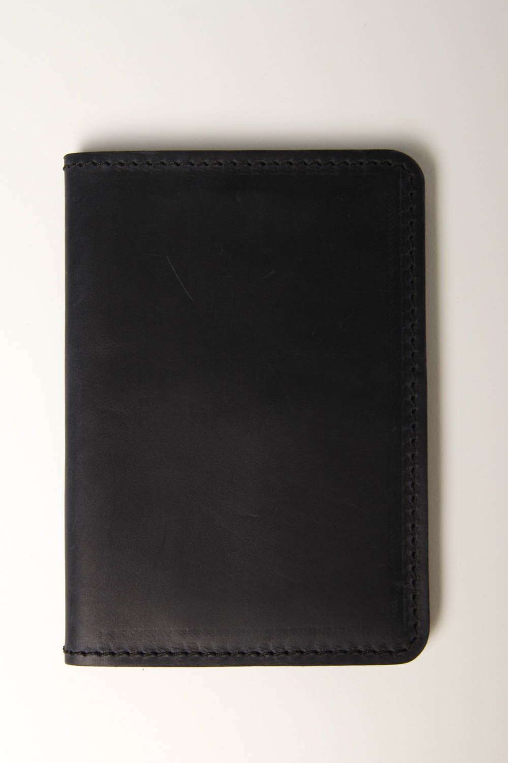 Черный кошелек ручной работы кожаный кошелек для документов кожаный аксессуар фото 2