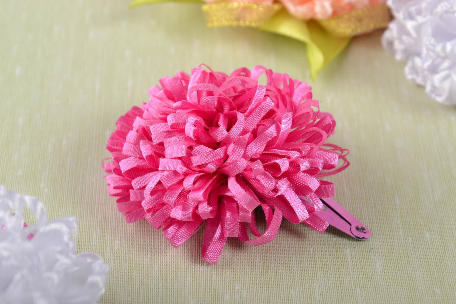 Handmade Haarspange Blume Damen Modeschmuck Accessoire für Haare in Rosa foto 1