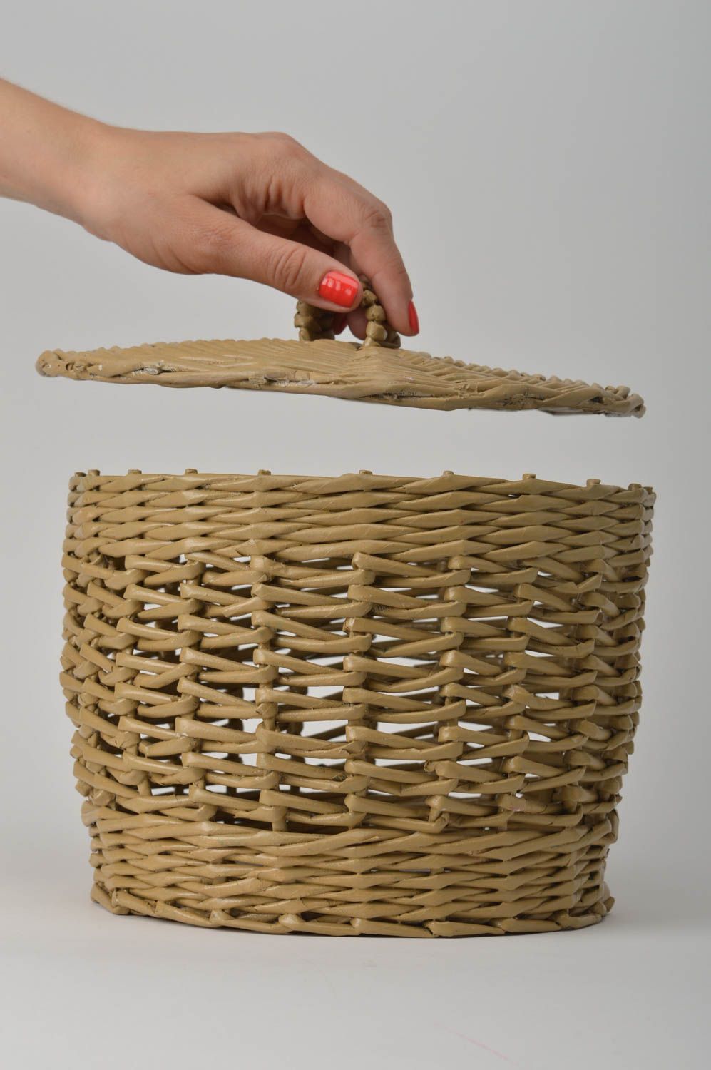 Stylish home decor unusual paper basket handmade decorative basket cute present photo 1
