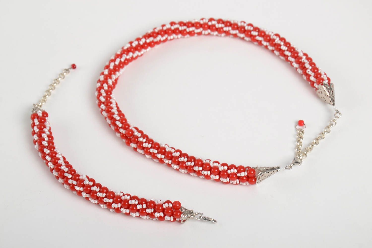 Stylish handmade jewelry set beaded bracelet designs woven bead necklace photo 5