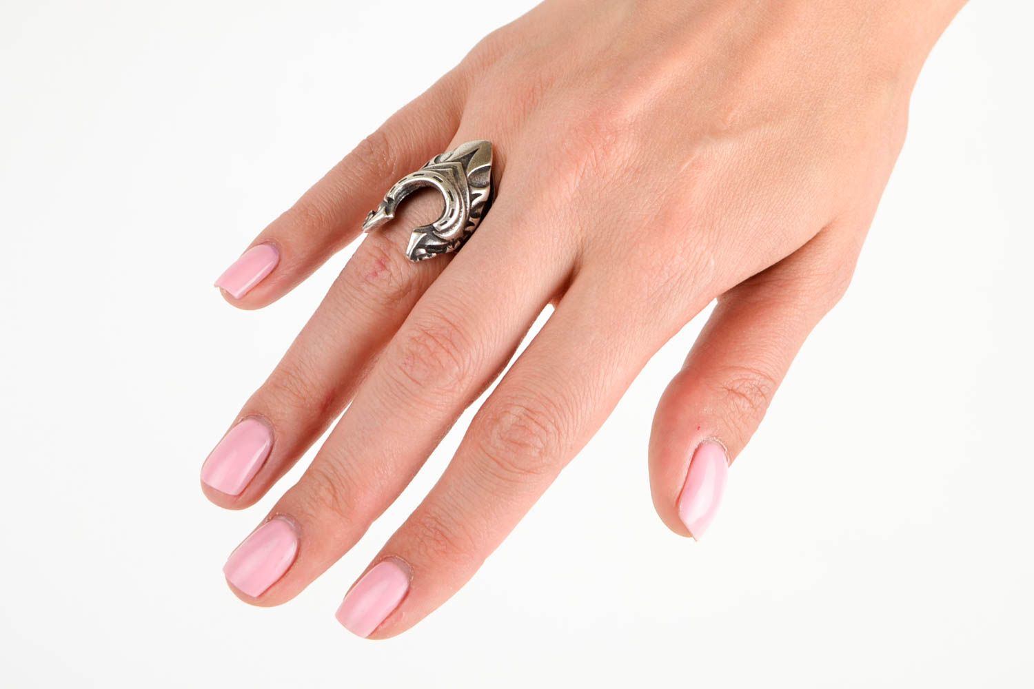 Ring Damen handmade hochwertiger Modeschmuck ausgefallener Ring aus Metall  foto 2