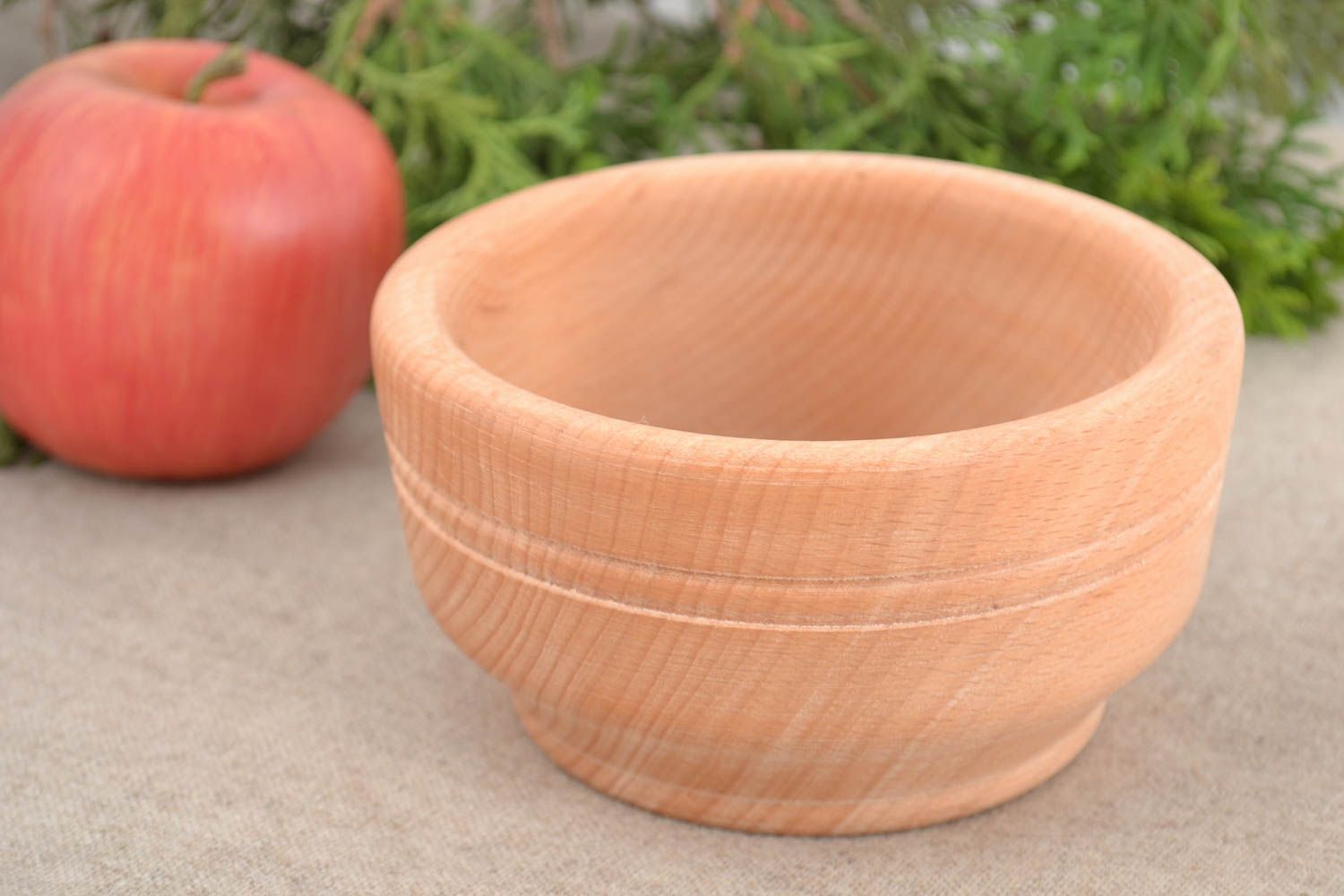 Handmade beautiful designer small deep bowl made of beech wood 300 ml  photo 1
