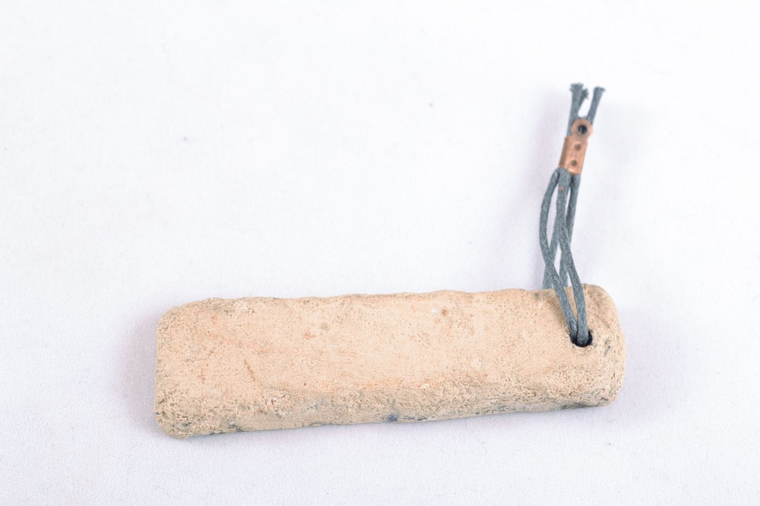 Handmade rectangular clay pendant photo 4