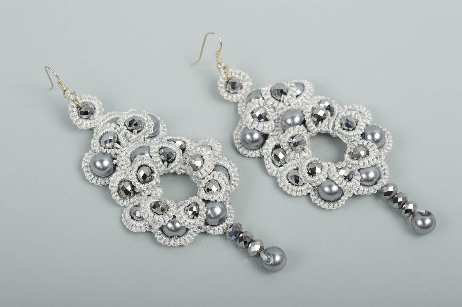 Stylish handmade beaded earrings woven lace earrings accessories for girls photo 1