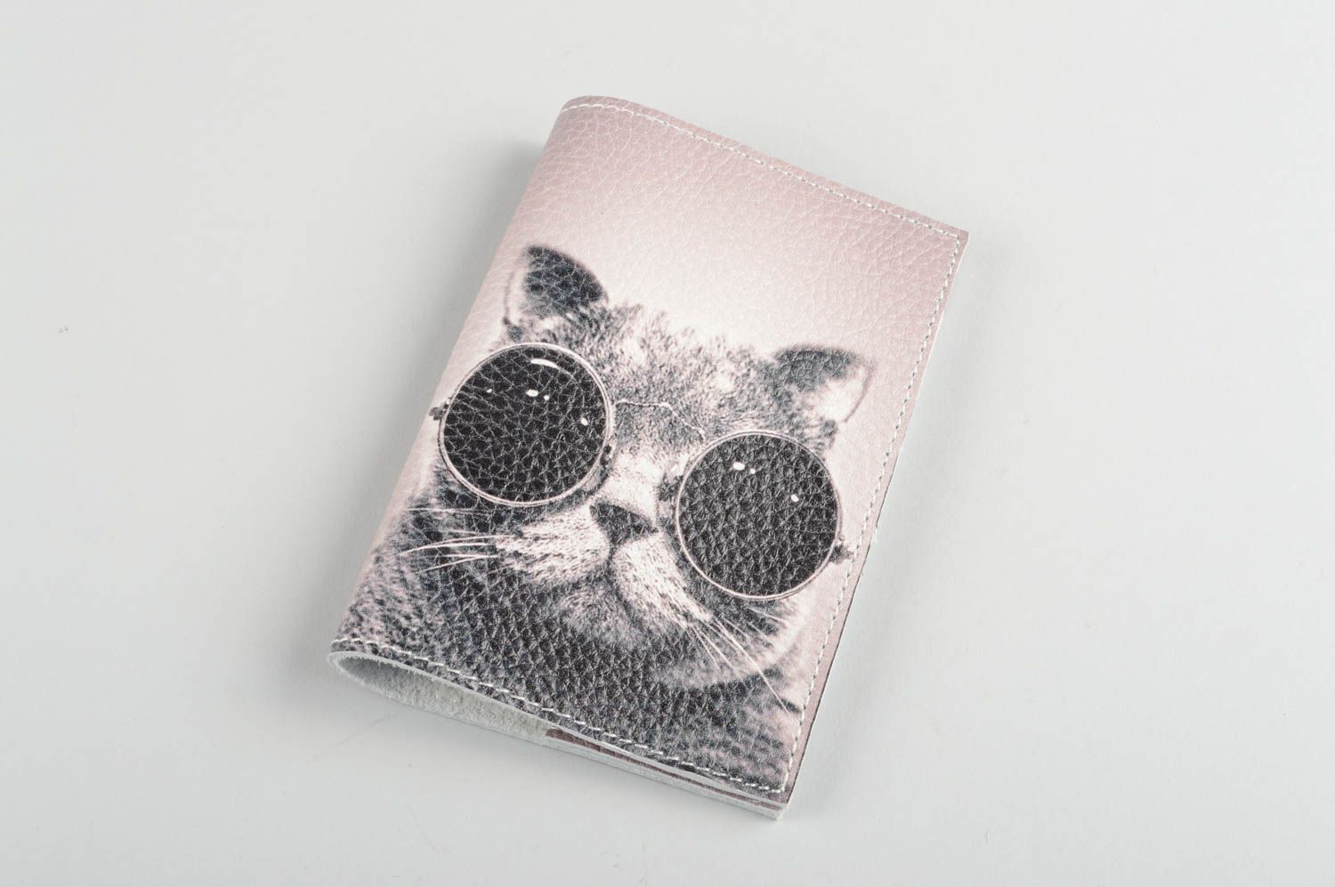 Étui passeport fait mai Couverture passeport cuir avec chat Petit cadeau photo 4