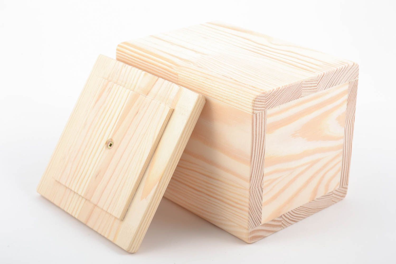 Beautiful square handmade wooden blank box for dry goods creative ideas photo 4