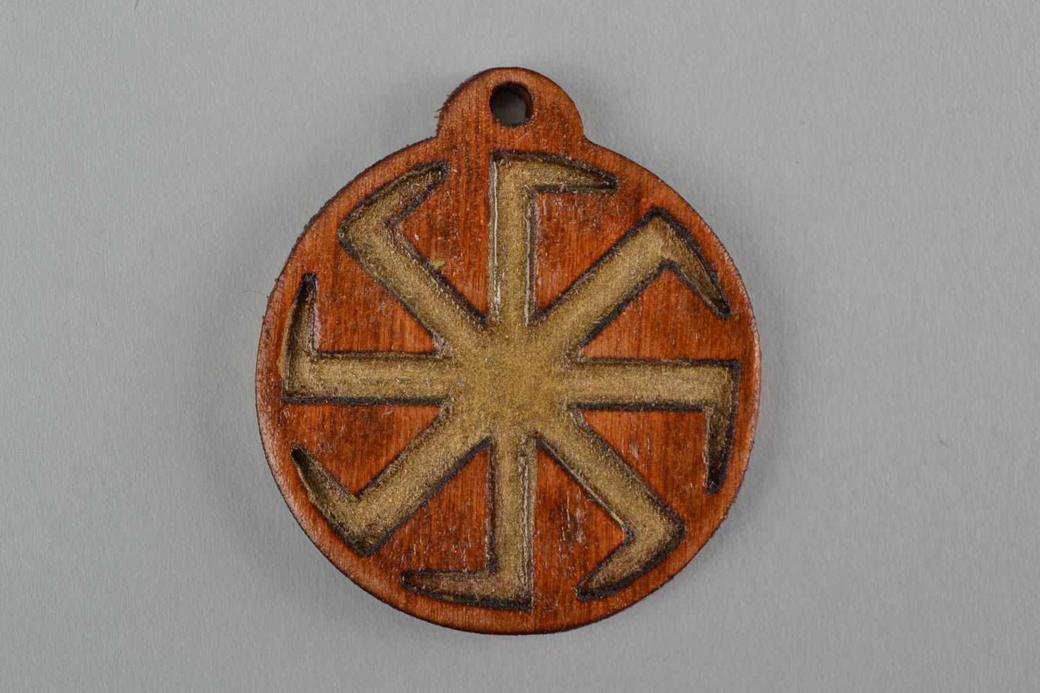 Handmade wooden talisman pendant Slavic charm wooden jewelry in ethnic style photo 3