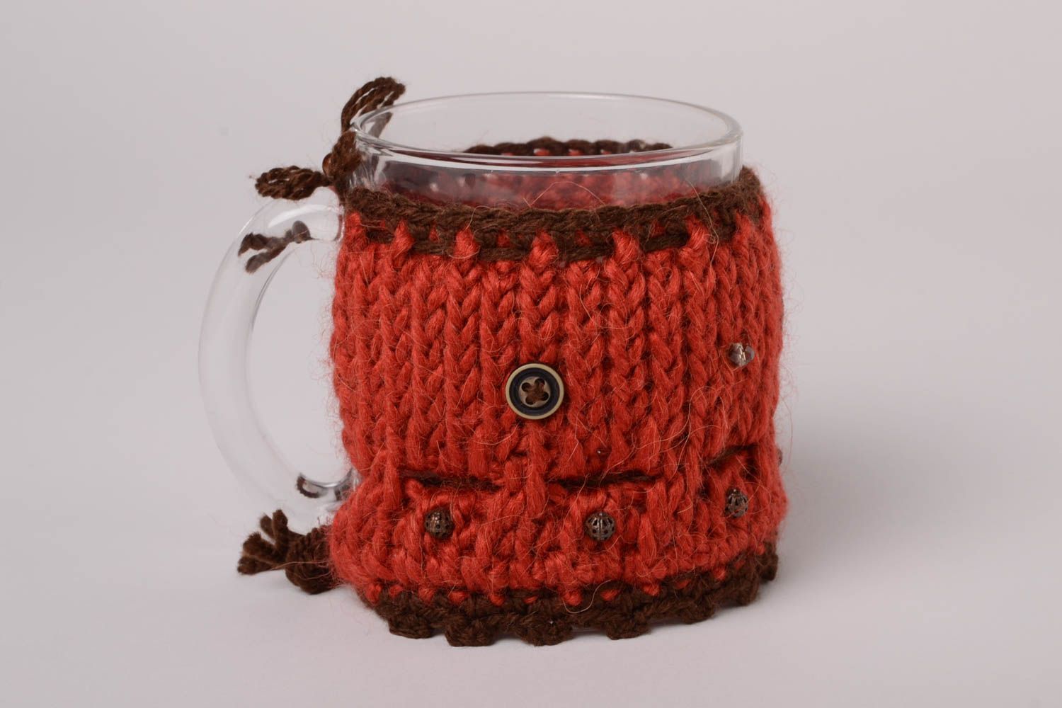 Couvre-tasse tricot fait main fils acryliques crochet Pull pour mug original photo 1