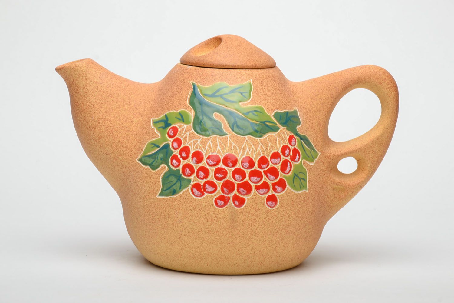 Beautiful clay teapot Berries photo 2
