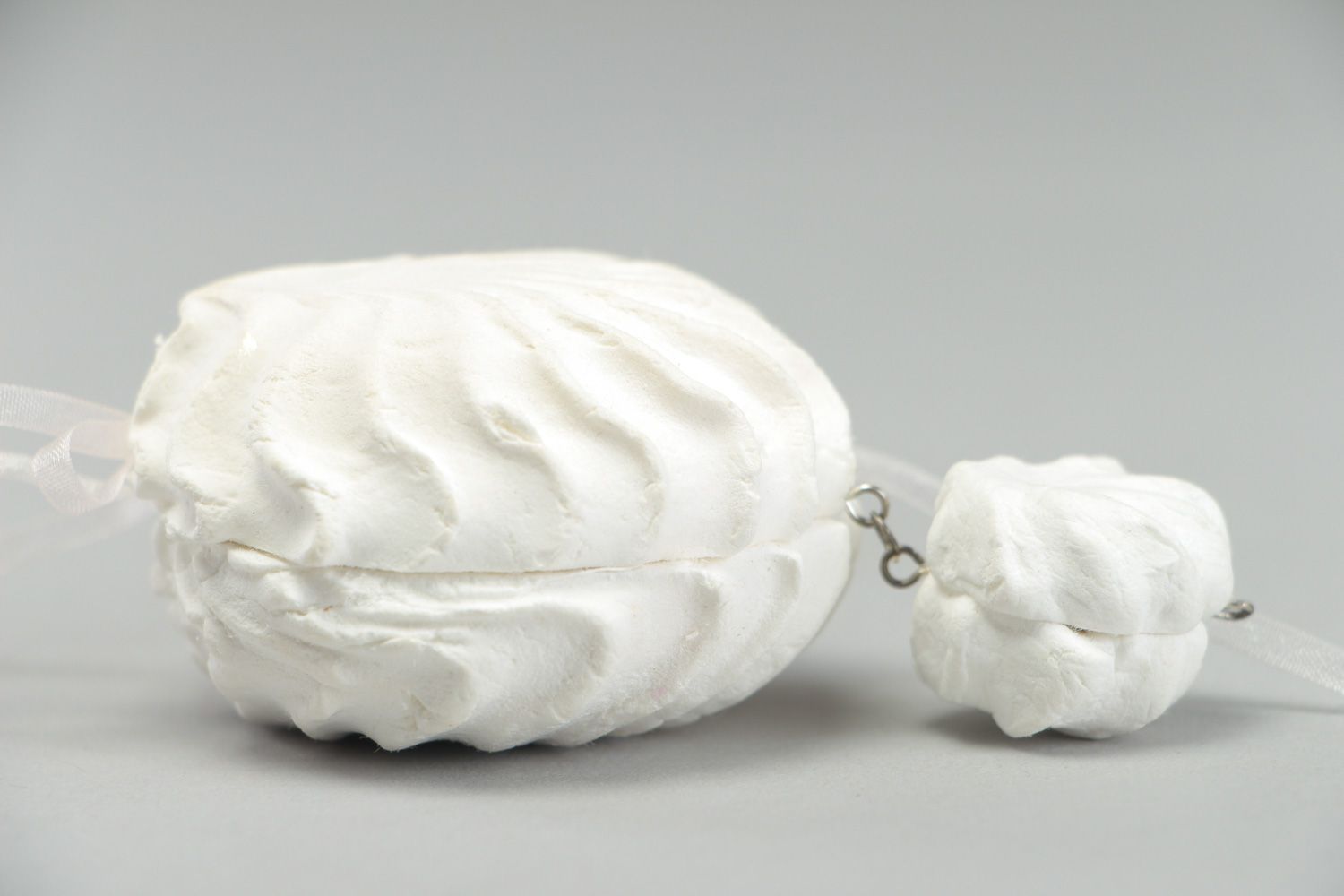 Suspension déco en argile polymère guimauve blanche faite main originale photo 2
