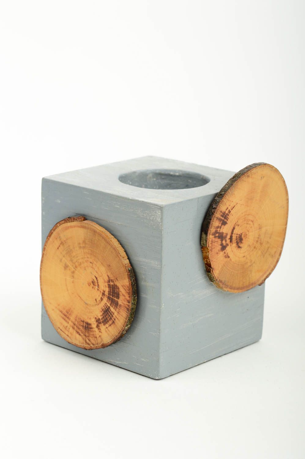 Candelero de madera hecho a mano soporte para velas decoración de interior foto 5