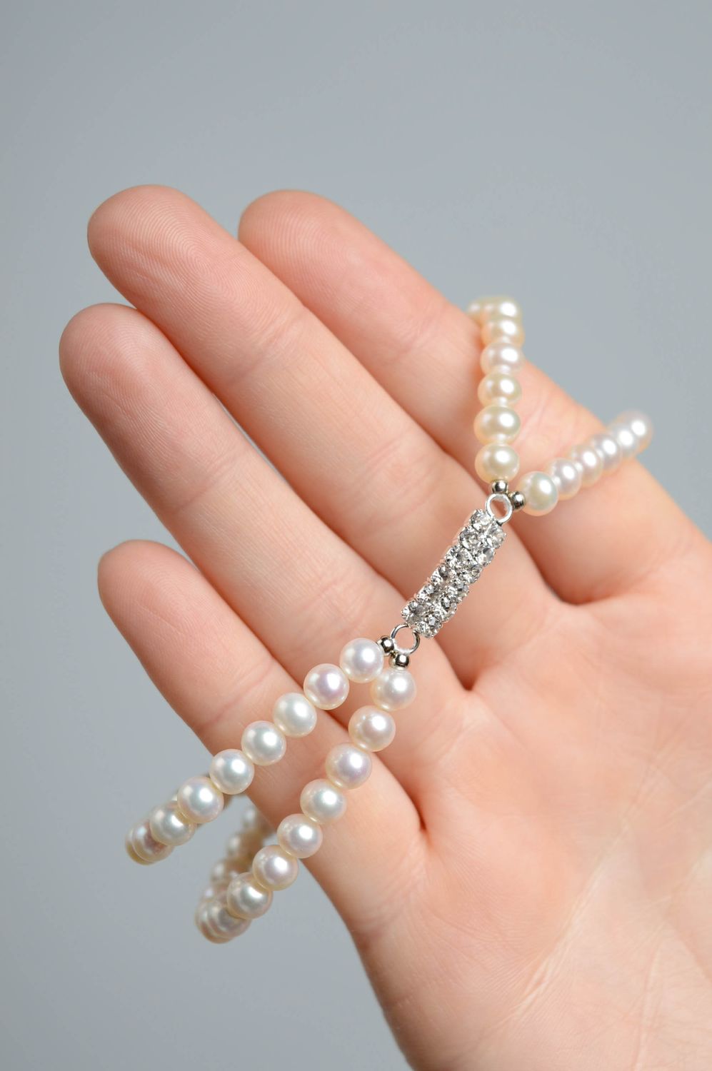 Bracelet en perles à deux tours fait main photo 3