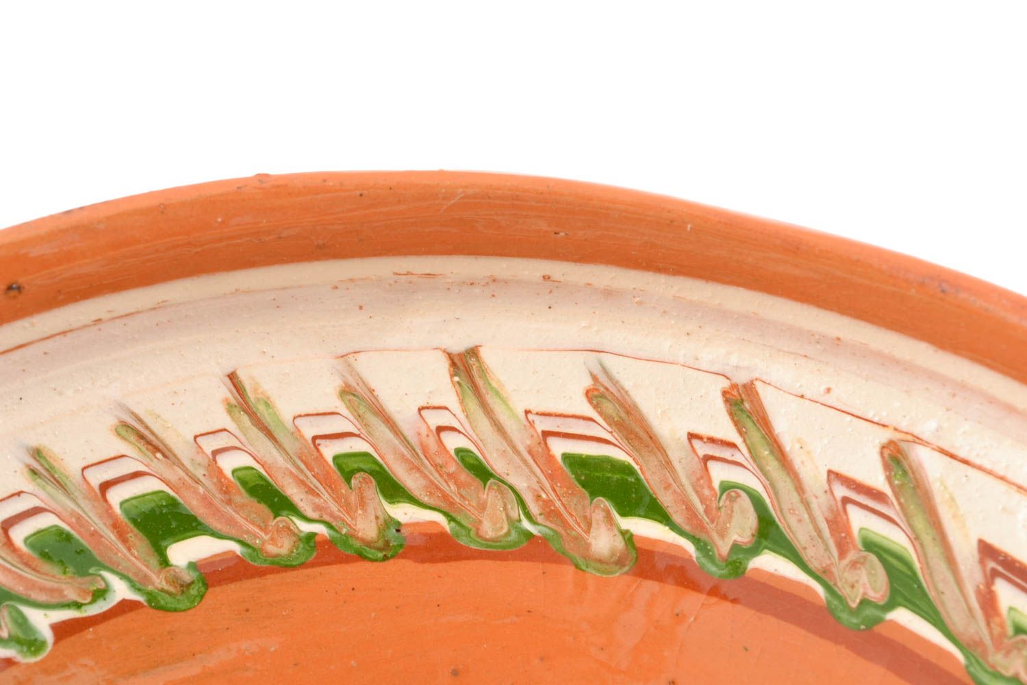 Bol en terre cuite avec dessin de créateur fait main style ethnique glaçuré photo 2