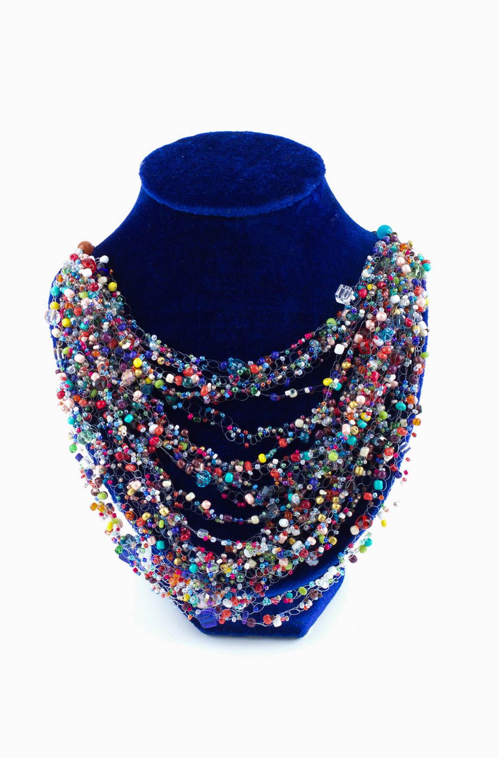 Колье из бисера украшение ручной работы ожерелье из бисера разноцветное фото 2