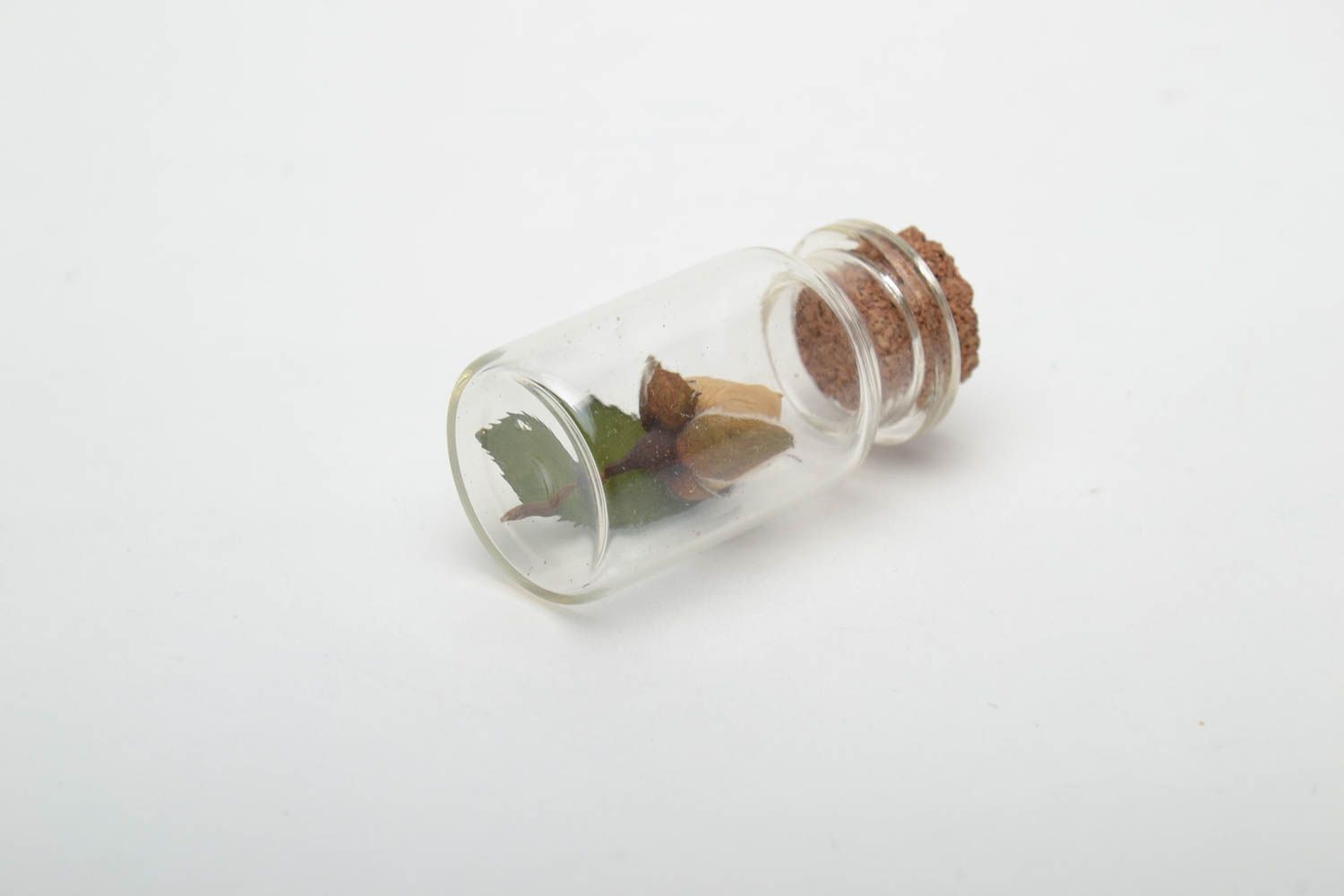 Petite bouteille décorative en verre avec rose séchée photo 4
