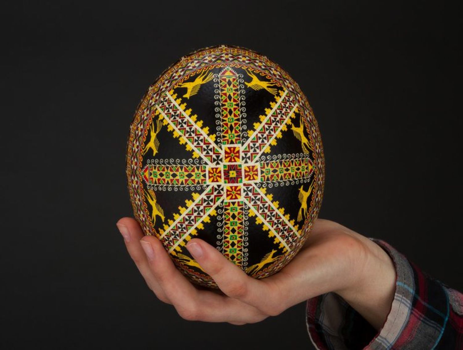 Pysanka made of ostrich egg photo 3