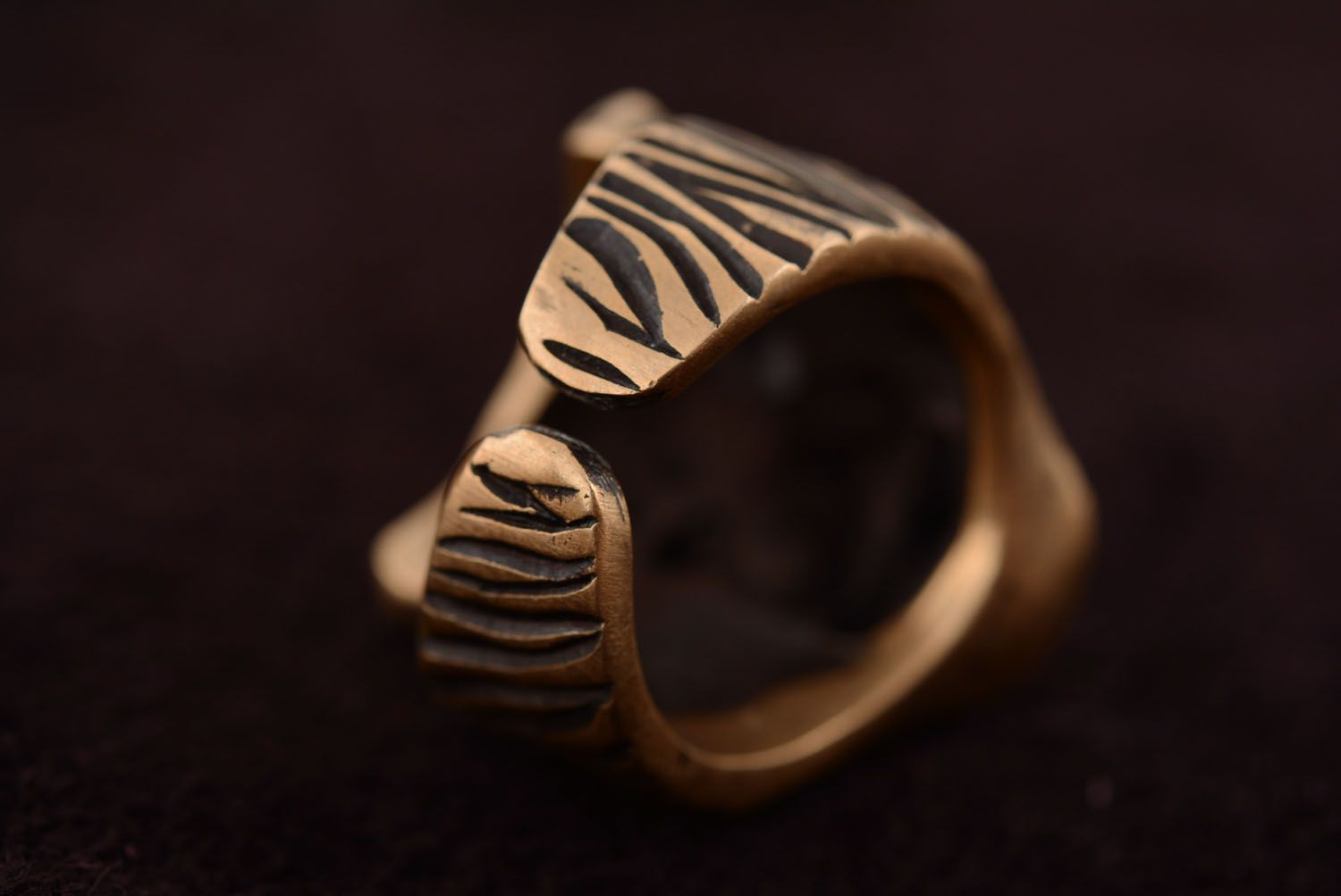Бронзовый перстень Голова тигра фото 5
