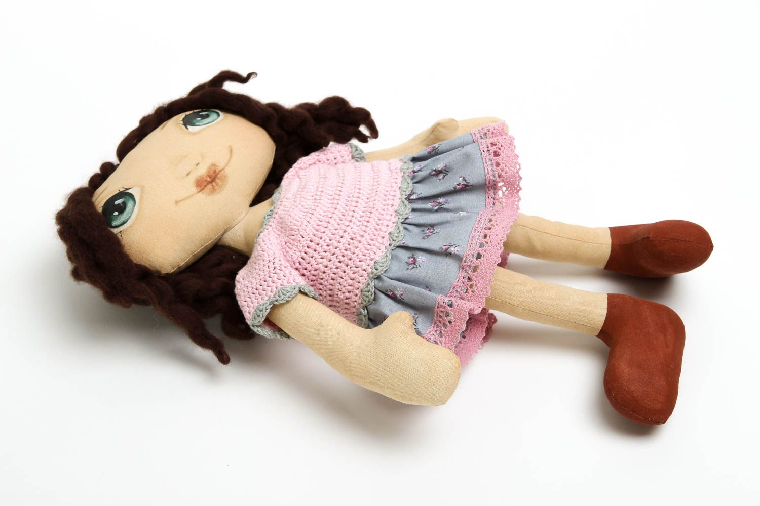 Bambola bella in cotone fatta a mano pupazzo tessile originale e decorativo
 foto 3