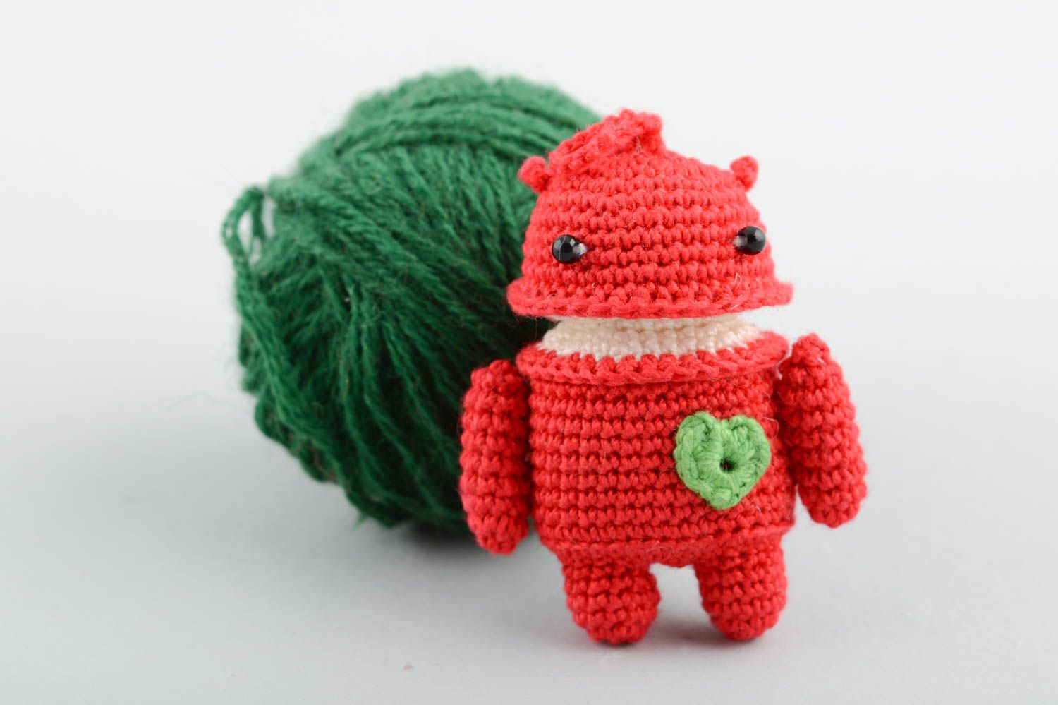 Keychain soft toy made using amigurumi art handmade red accessory for purse photo 3