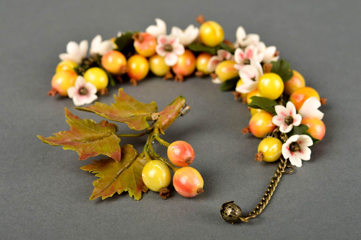 Handmade jewelry cold porcelain jewelry bracelet with flowers fashion brooch photo 2