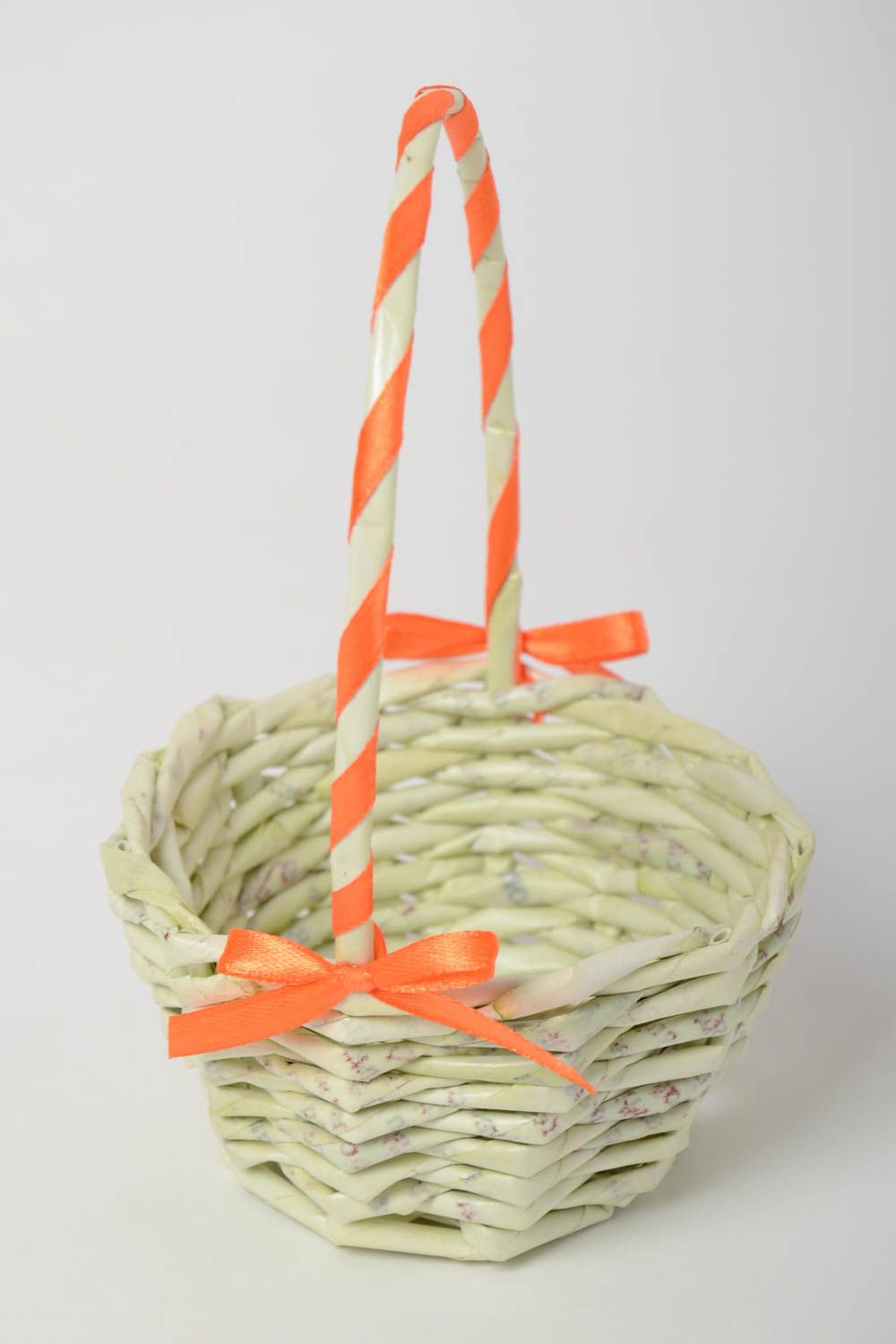 Bowl for small items basket with ribbon beautiful small handmade photo 4