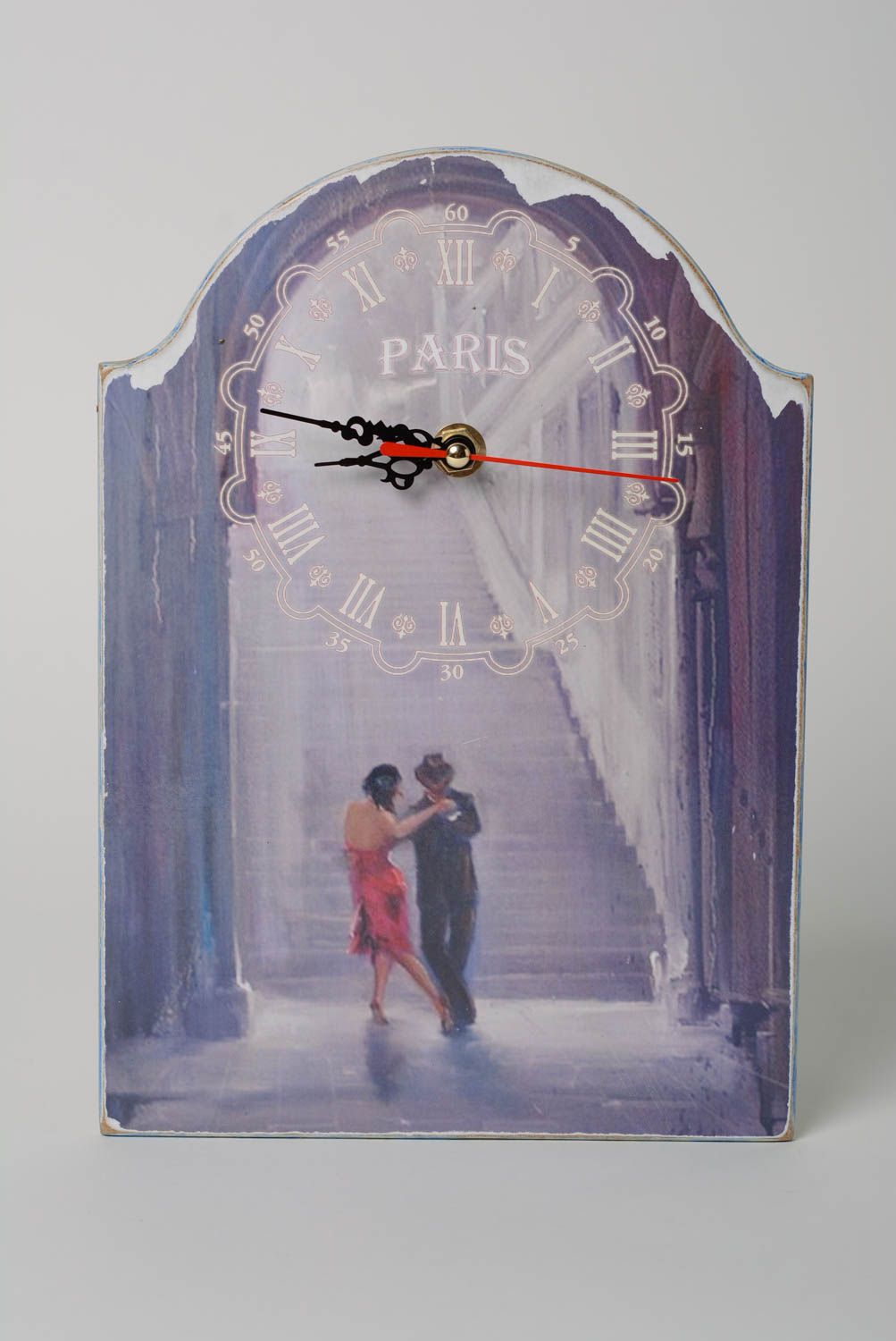 Необычные часы в технике декупаж ручной работы оригинальные красивые на стену фото 1