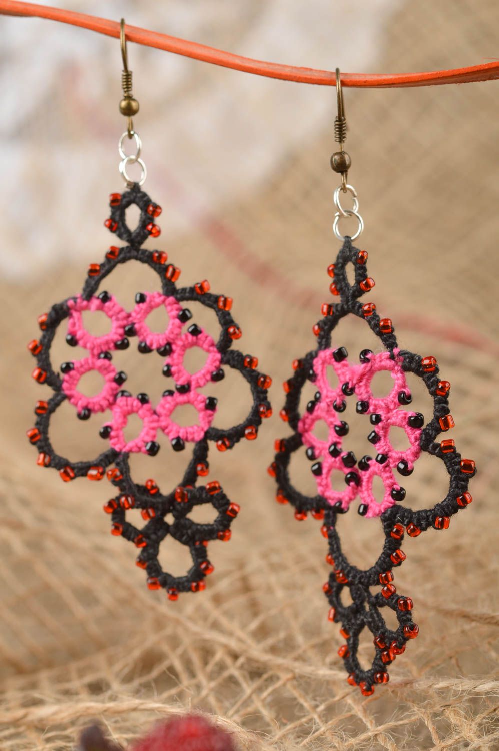 Handmade earrings beaded jewelry long earrings designer accessories gift for her photo 1