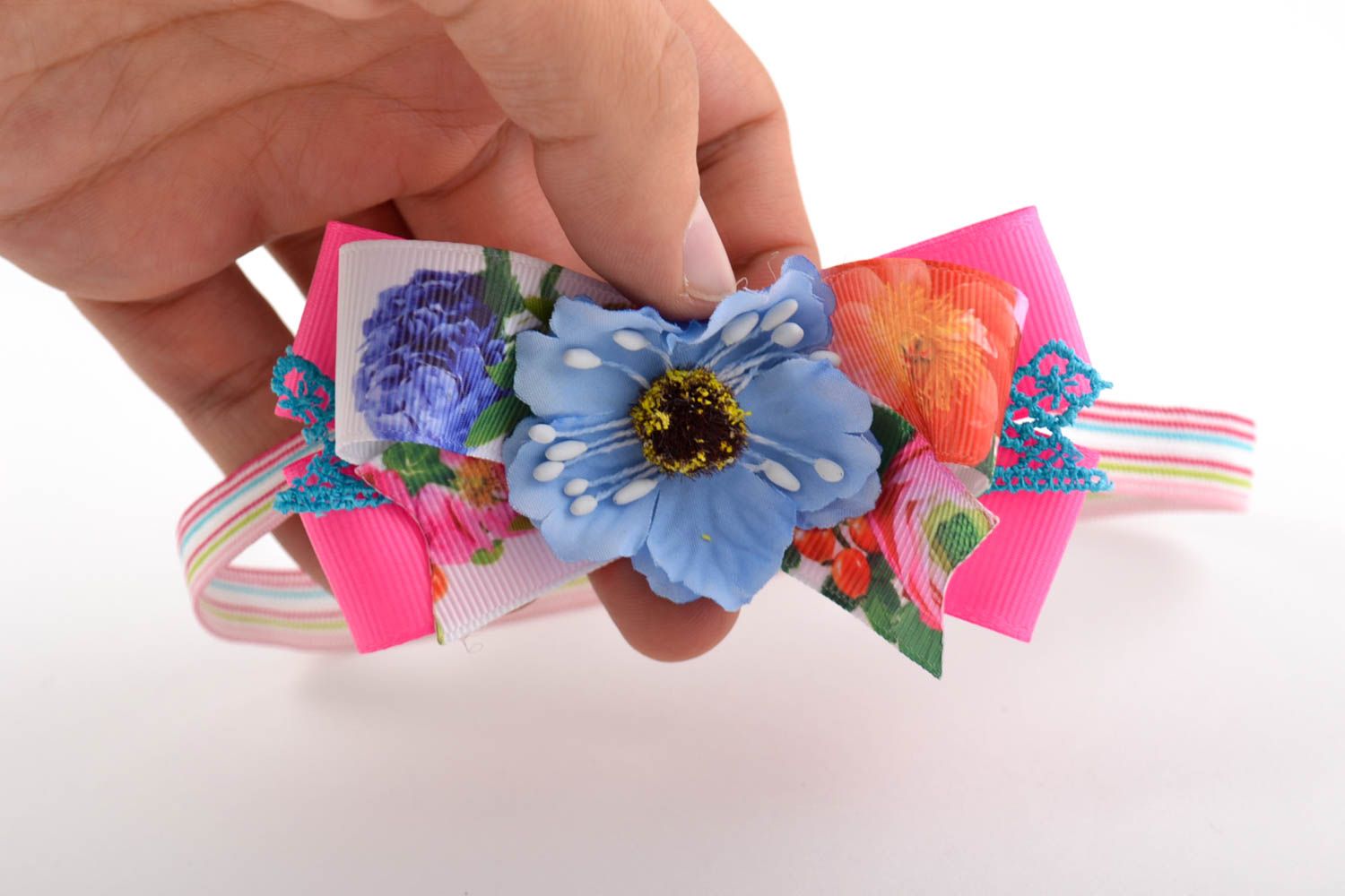 Handgemachter Schmuck Haarband mit Blume Kopf Schmuck Frauen Accessoire bunt foto 4