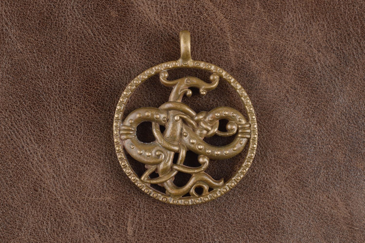 Украшение ручной работы украшение из бронзы кулон на шею оригинальный Змей фото 1