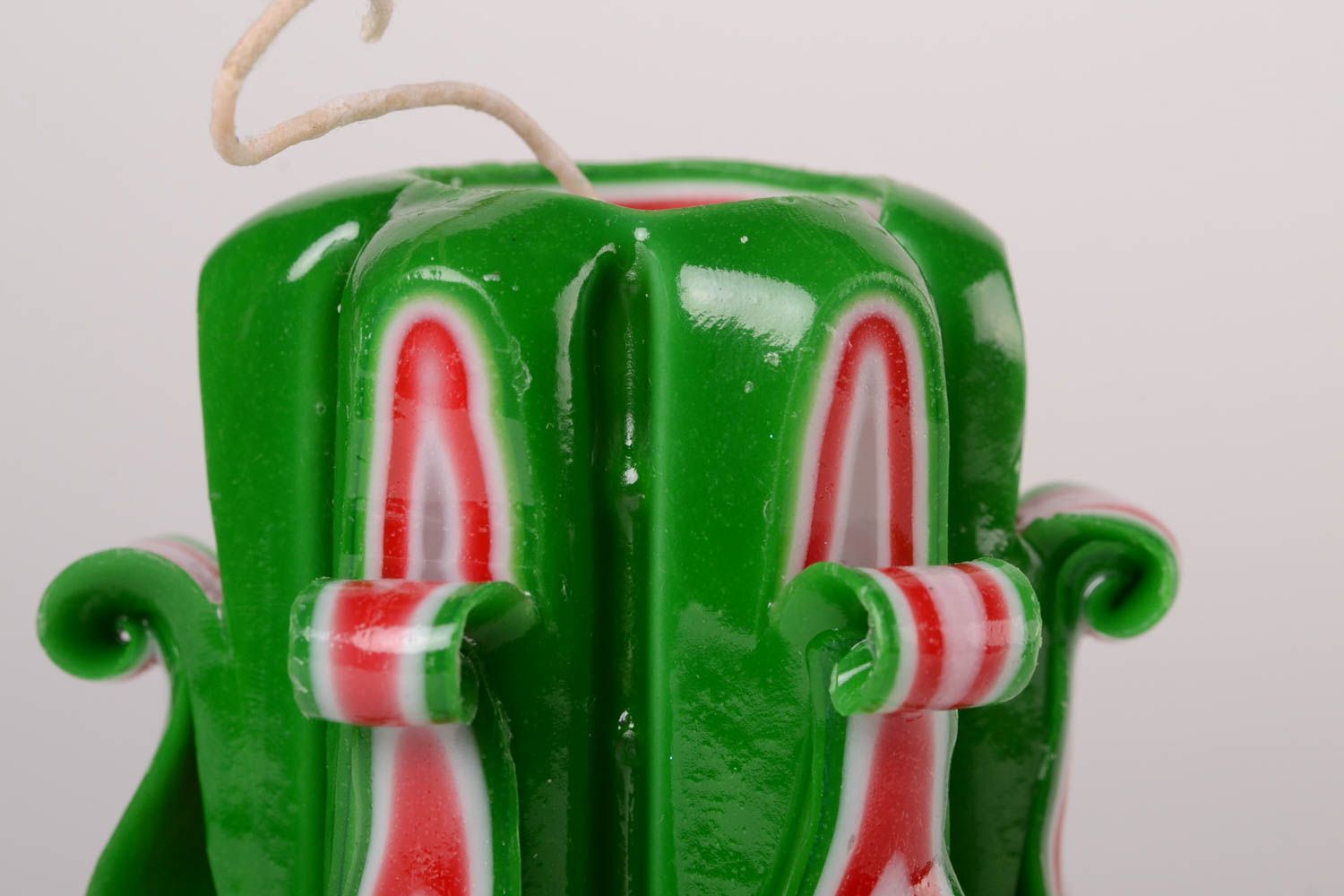 Vela hecha a mano de parafina regalo original decoración de casa color verde foto 4