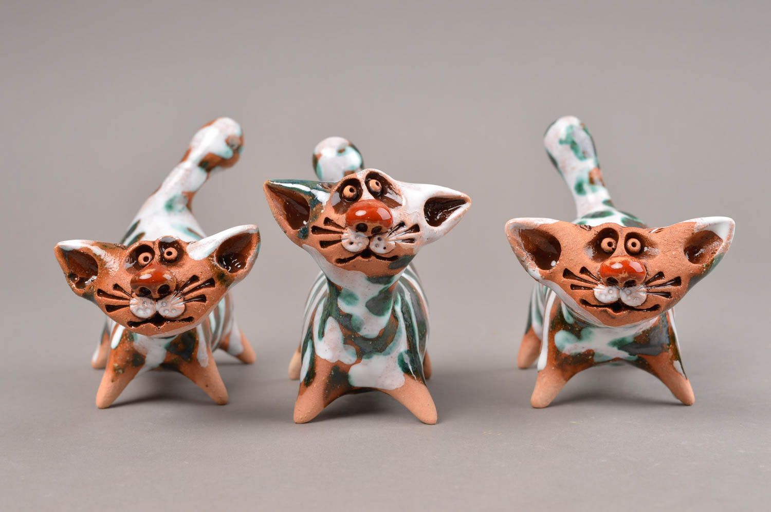 Figuren Set handgemacht Ton Tiere Keramik Deko originelle Geschenke 3 Stück foto 3