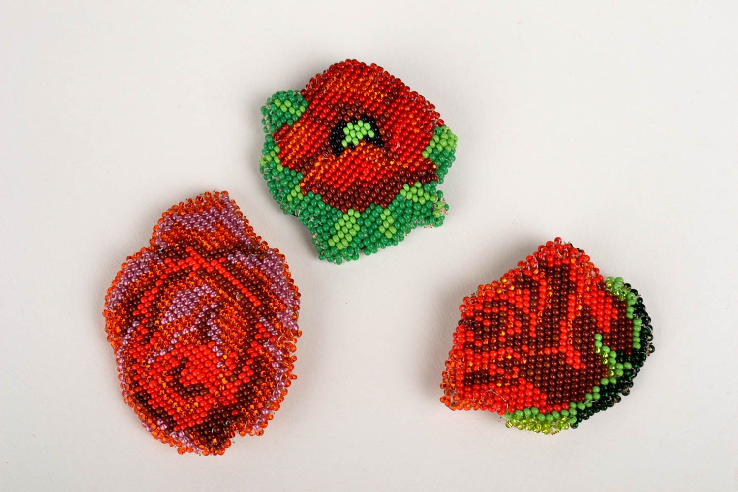 Handmade jewelry 3 flower brooches beaded jewelry brooches and pins gift for her photo 4