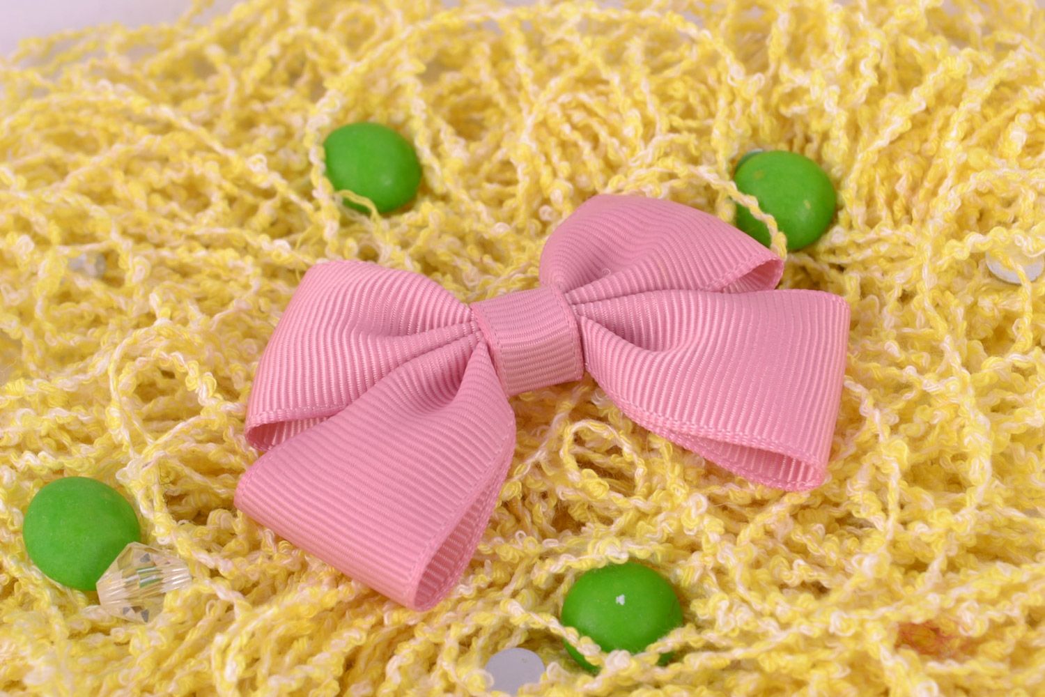 Handmade beautiful pink bow for hair pin made of rep ribbons hair accessories photo 1