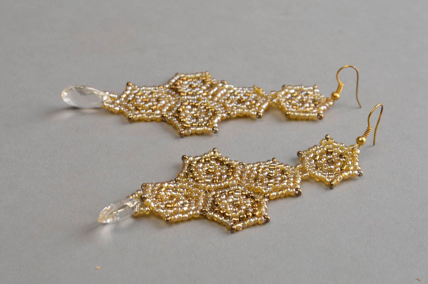 Handmade long beaded earrings designer earrings womens jewelry designs photo 3