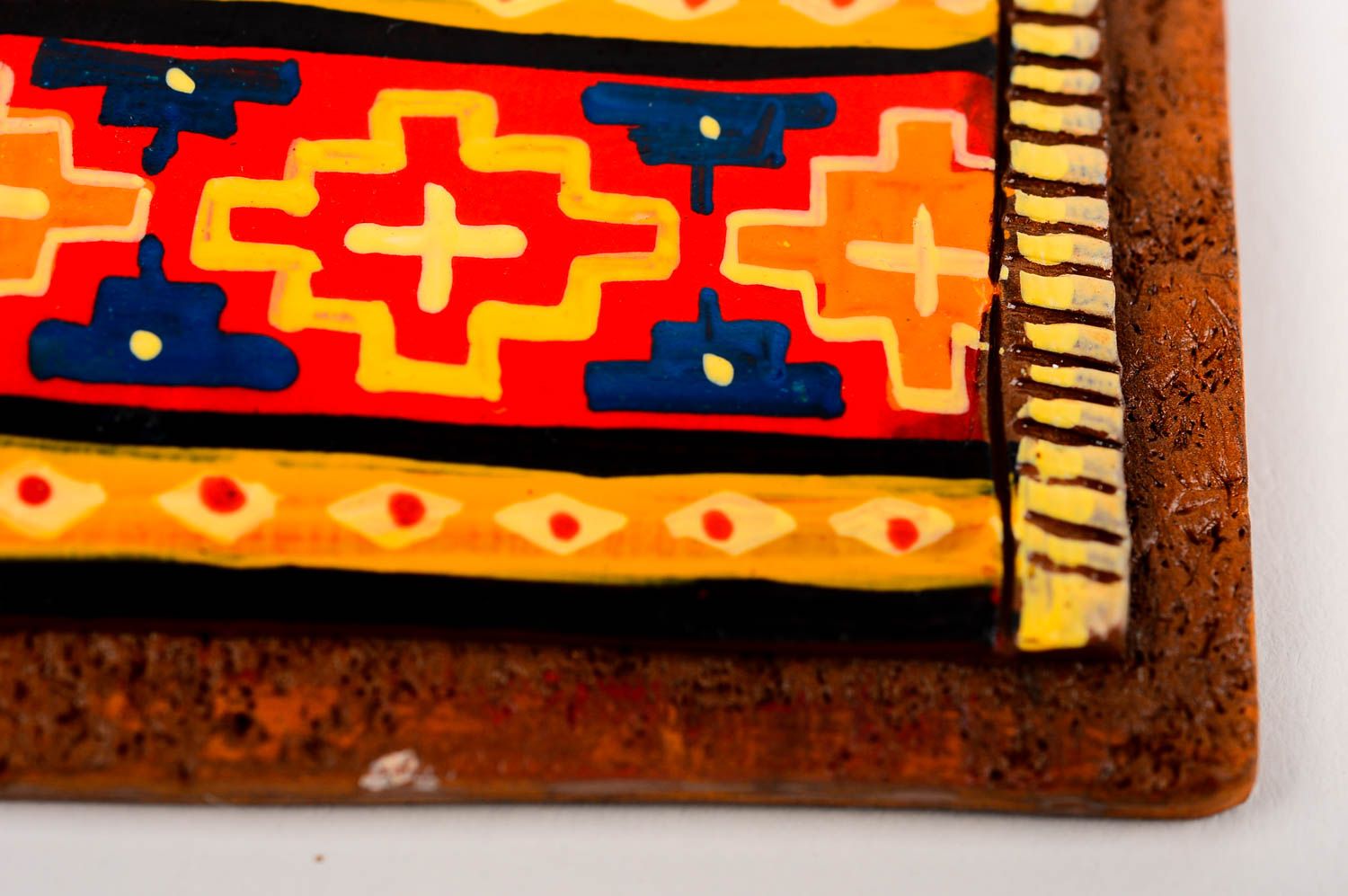 Керамическое украшение кулон ручной работы подвеска на шею прямоугольная фото 3