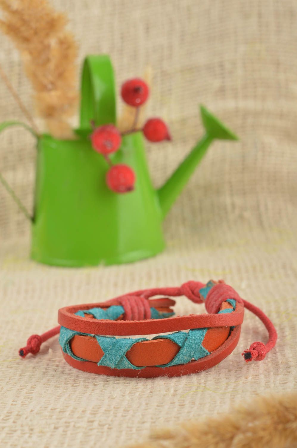 Handmade designer accessory stylish beautiful bracelet leather bracelet photo 1