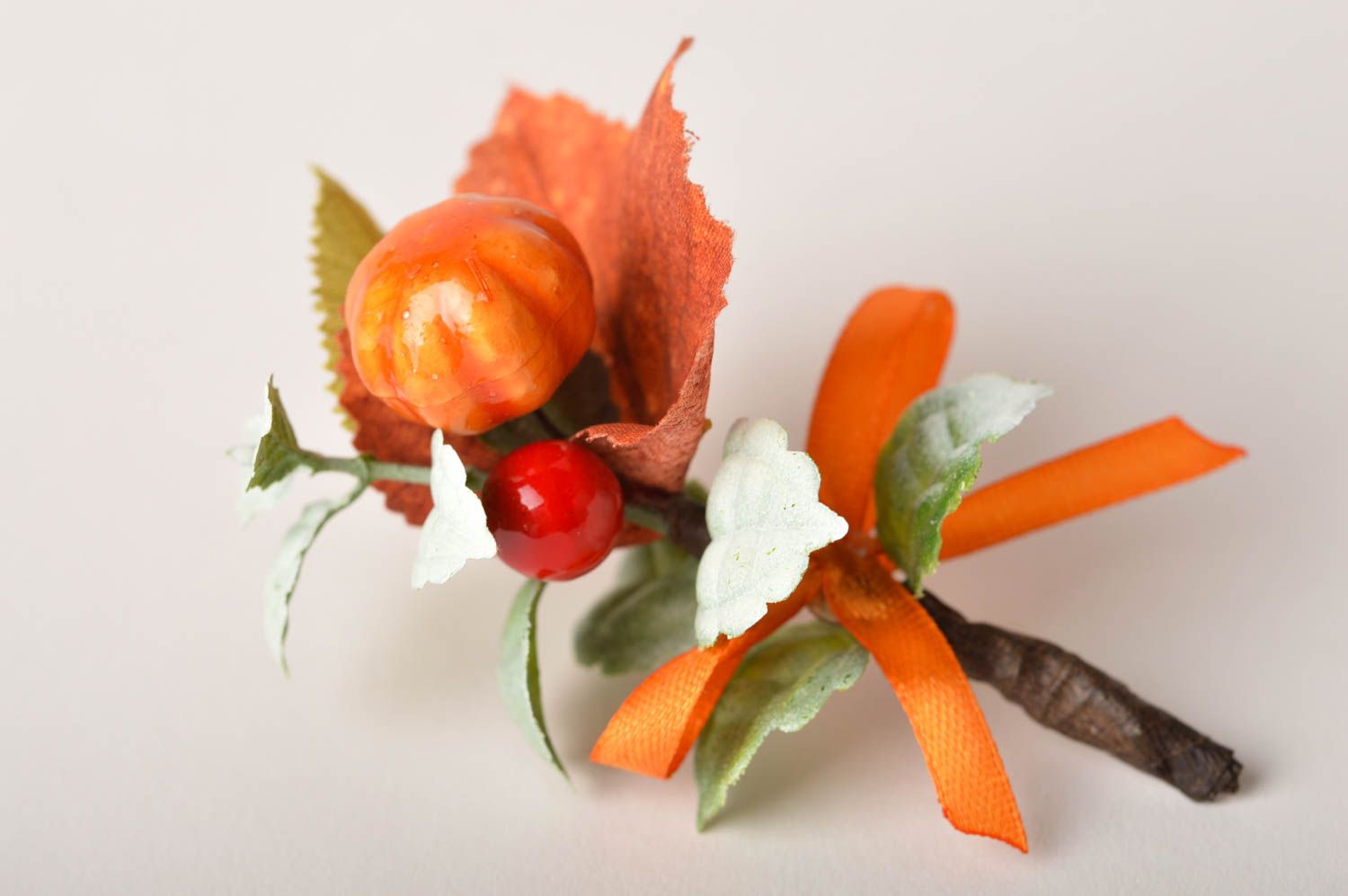 Ramillete de flores artesanal adorno para boda flores decorativas anaranjadas foto 3