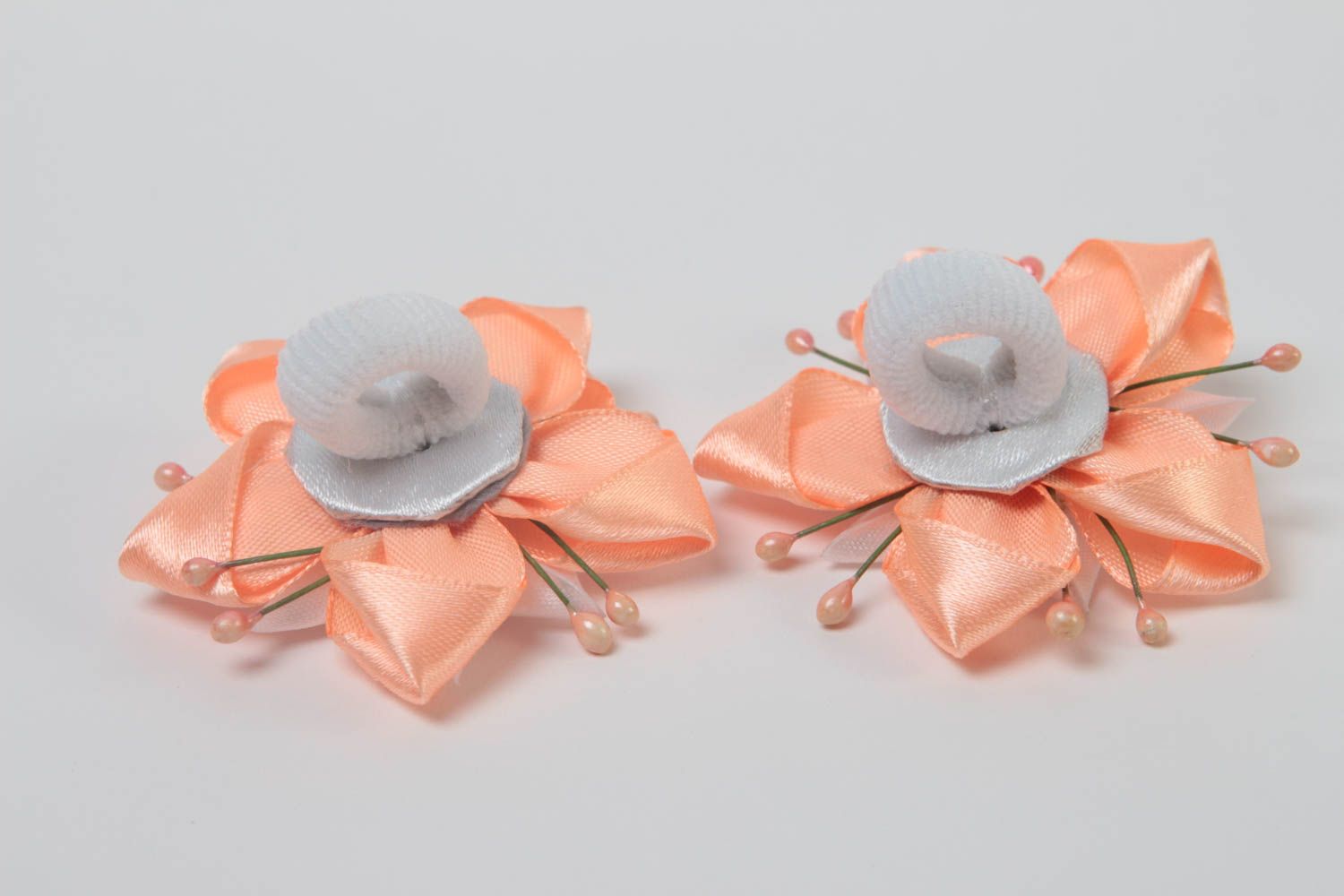 Set of flower hair accessories 2 hair ties kanzashi flowers gifts for girls photo 4