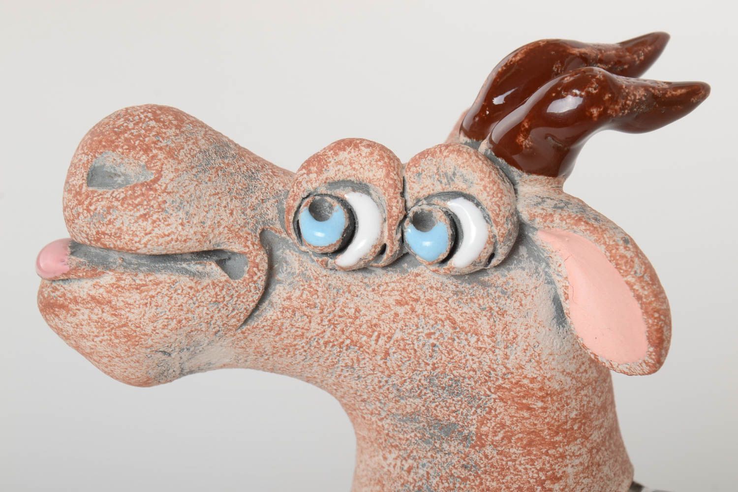 Tirelire fait main Figurine animal chèvre mignonne en argile Cadeau original photo 3