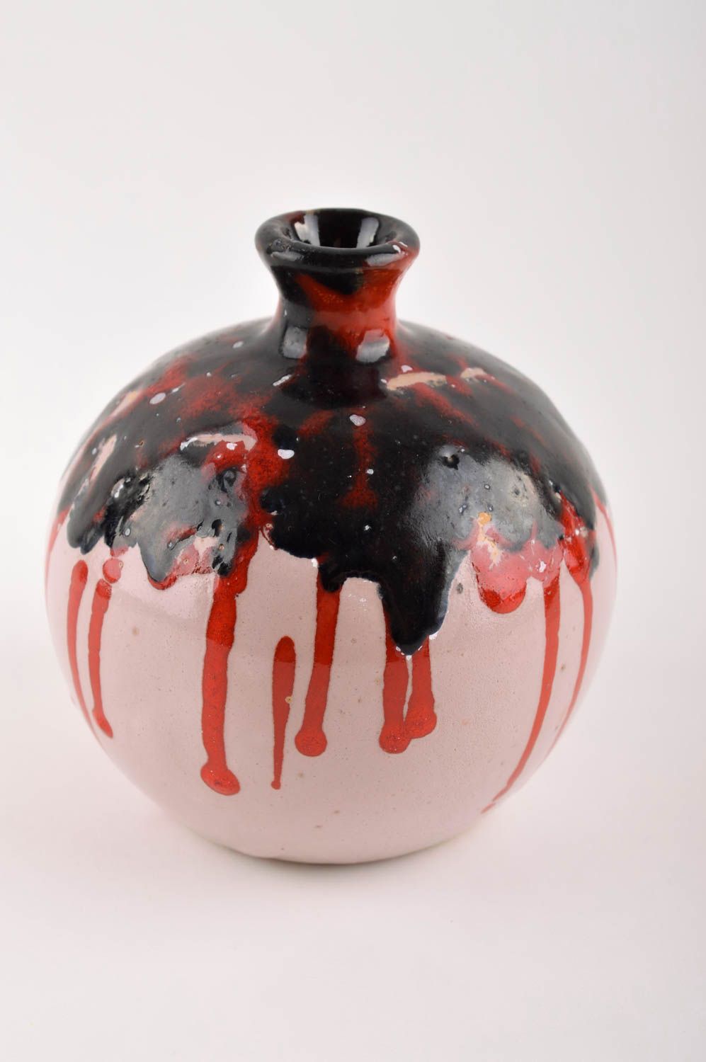 Vase argile fait main Vase rond Cadeau original Accessoire céramique glaçure photo 2