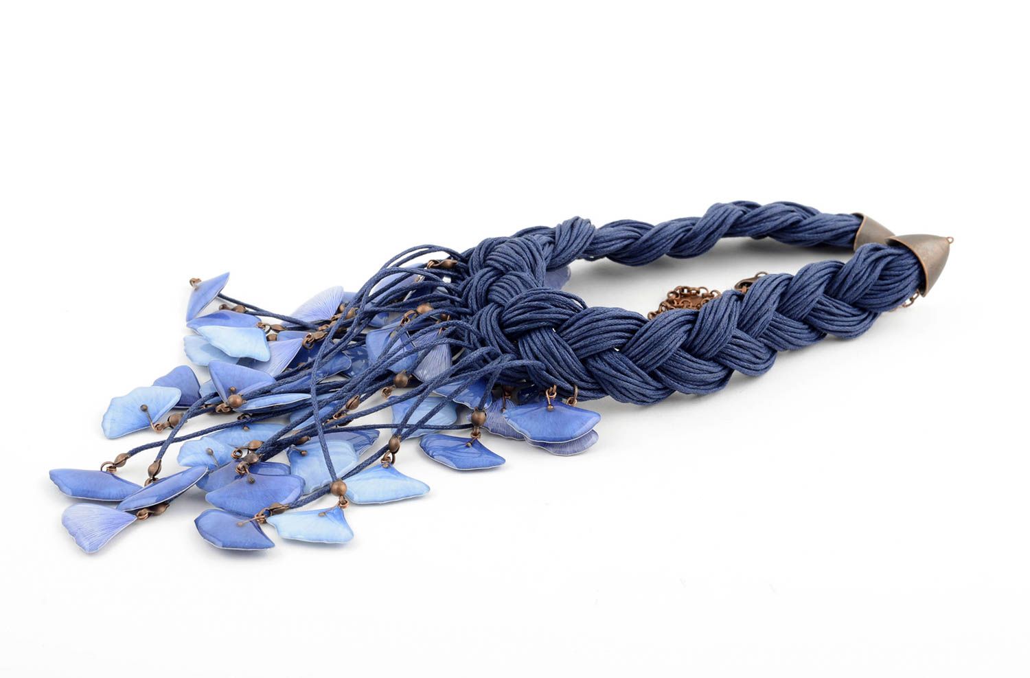 Collar hecho a mano trenza azul regalo original para mujer bisutería de moda foto 4